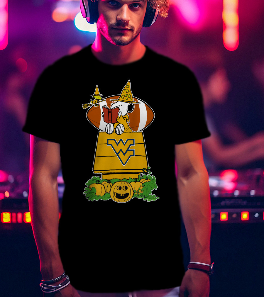 West Virginia Mountaineers Snoopy Halloween Football Pumpkins T-Shirt