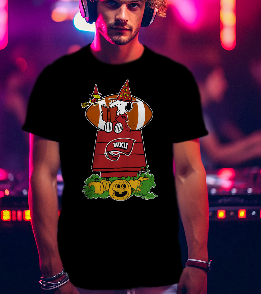 Western Kentucky Hilltoppers Snoopy Halloween Football Woodstock Pumpkin House T-Shirt