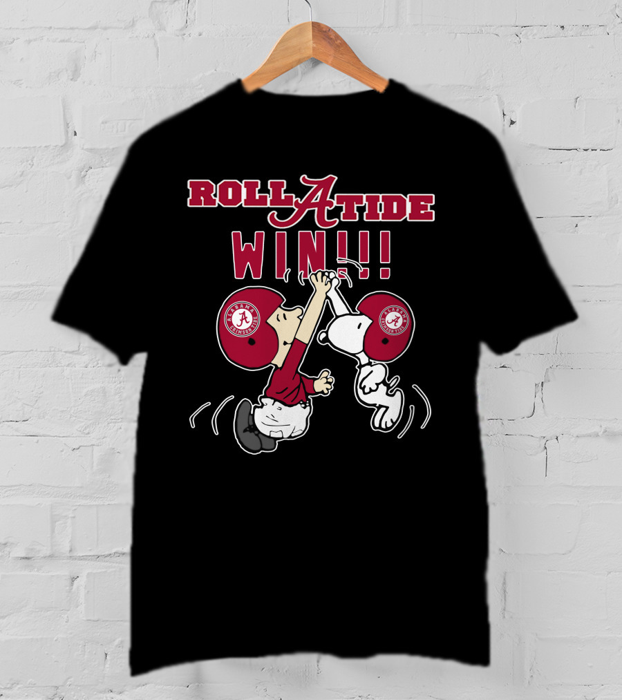 Roll Tide Alabama Crimson Tide Win Peanuts Characters High Five T-Shirt