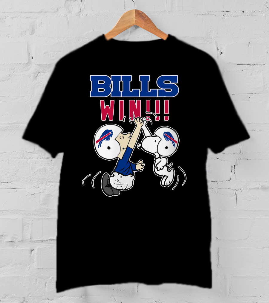 Bills Win!! Buffalo Bills Victory Iconic Celebration With Character Helmets T-Shirt