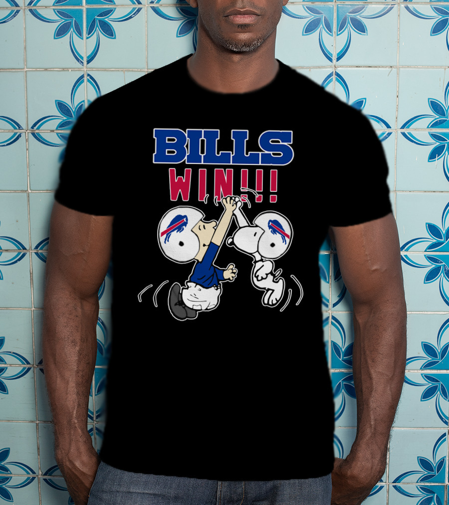 Bills Win!! Buffalo Bills Victory Iconic Celebration With Character Helmets T-Shirt