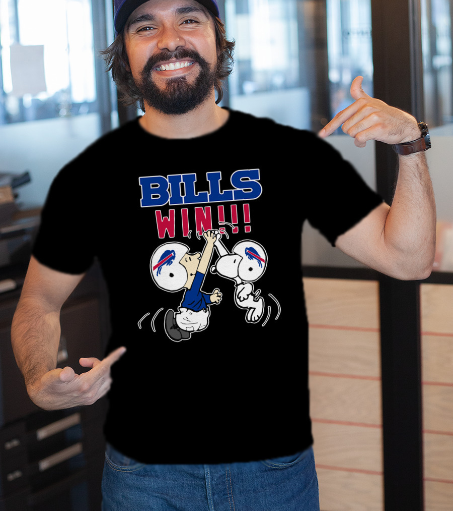 Bills Win!! Buffalo Bills Victory Iconic Celebration With Character Helmets T-Shirt
