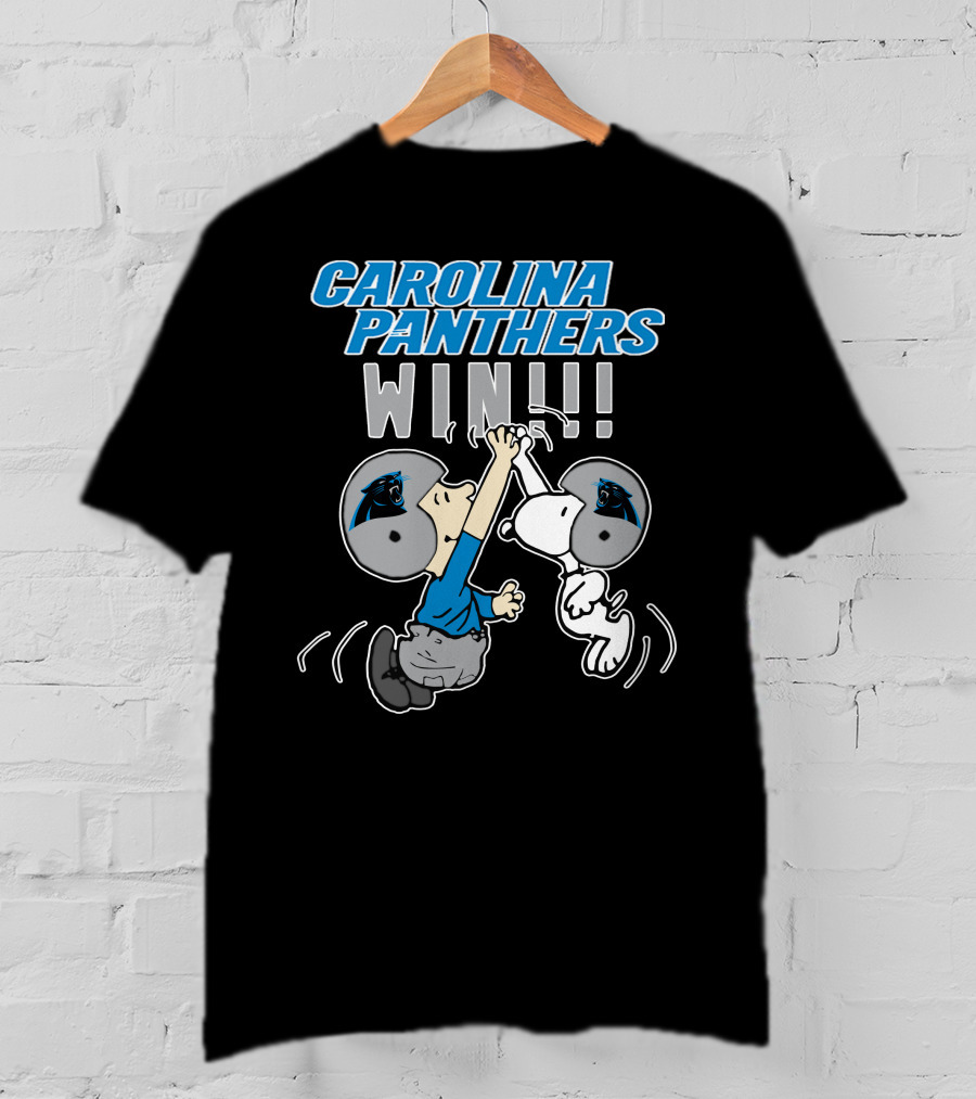 Carolina Panthers Win High Five Celebration Peanuts Characters T-Shirt