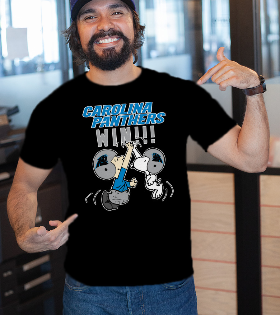 Carolina Panthers Win High Five Celebration Peanuts Characters T-Shirt