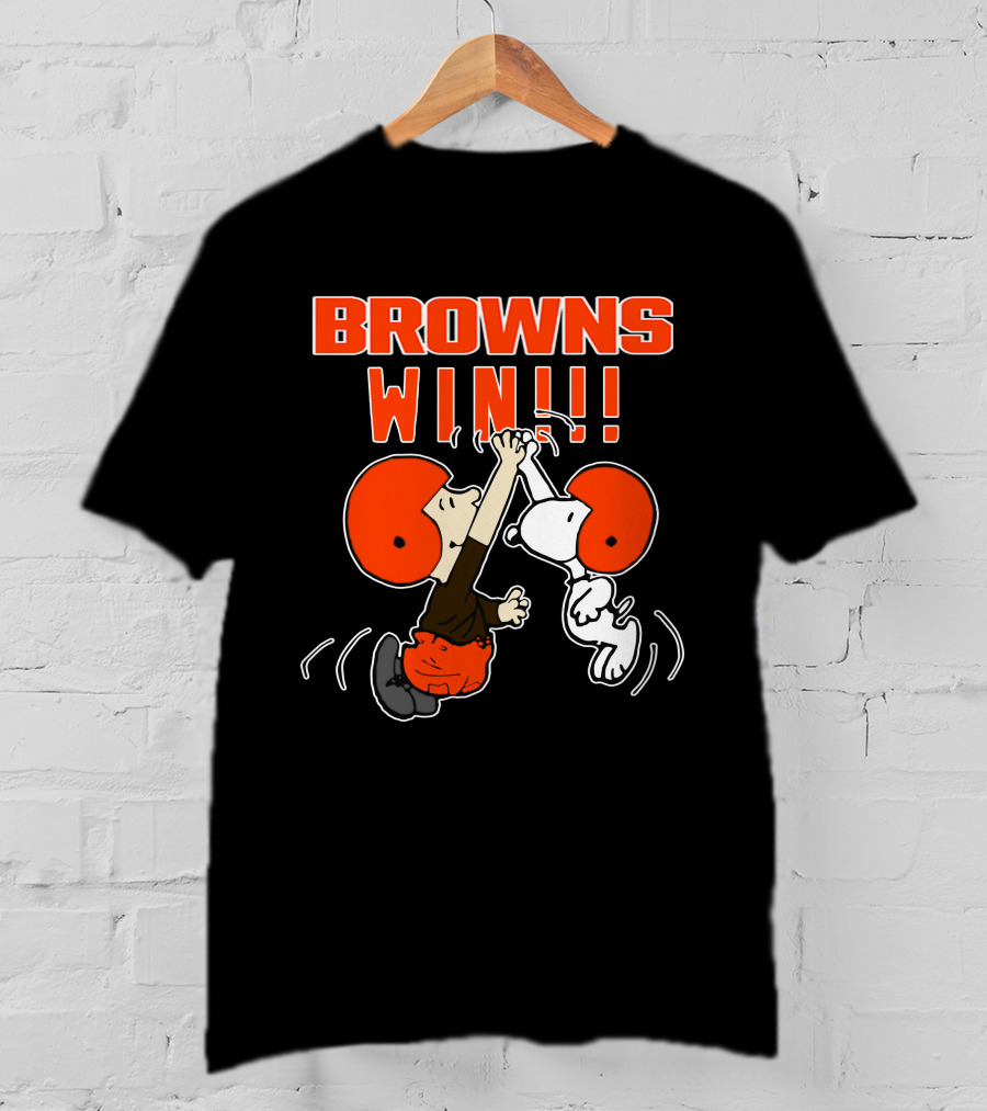 Browns Win!!! Peanuts Characters Celebrate Cleveland Victory T-Shirt