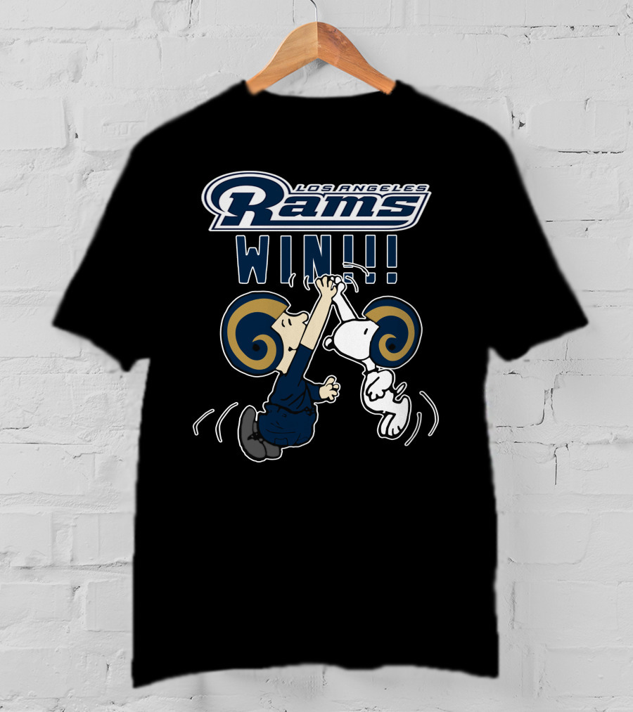 Los Angeles Rams Win Peanuts Characters High Five T-Shirt