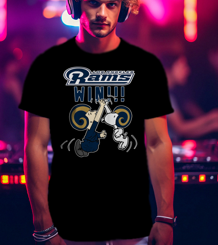 Los Angeles Rams Win Peanuts Characters High Five T-Shirt
