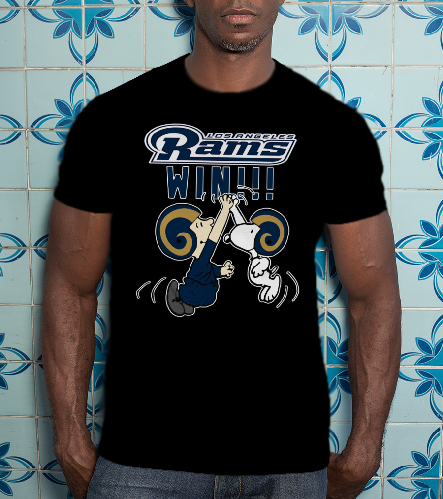 Los Angeles Rams Win Peanuts Characters High Five T-Shirt