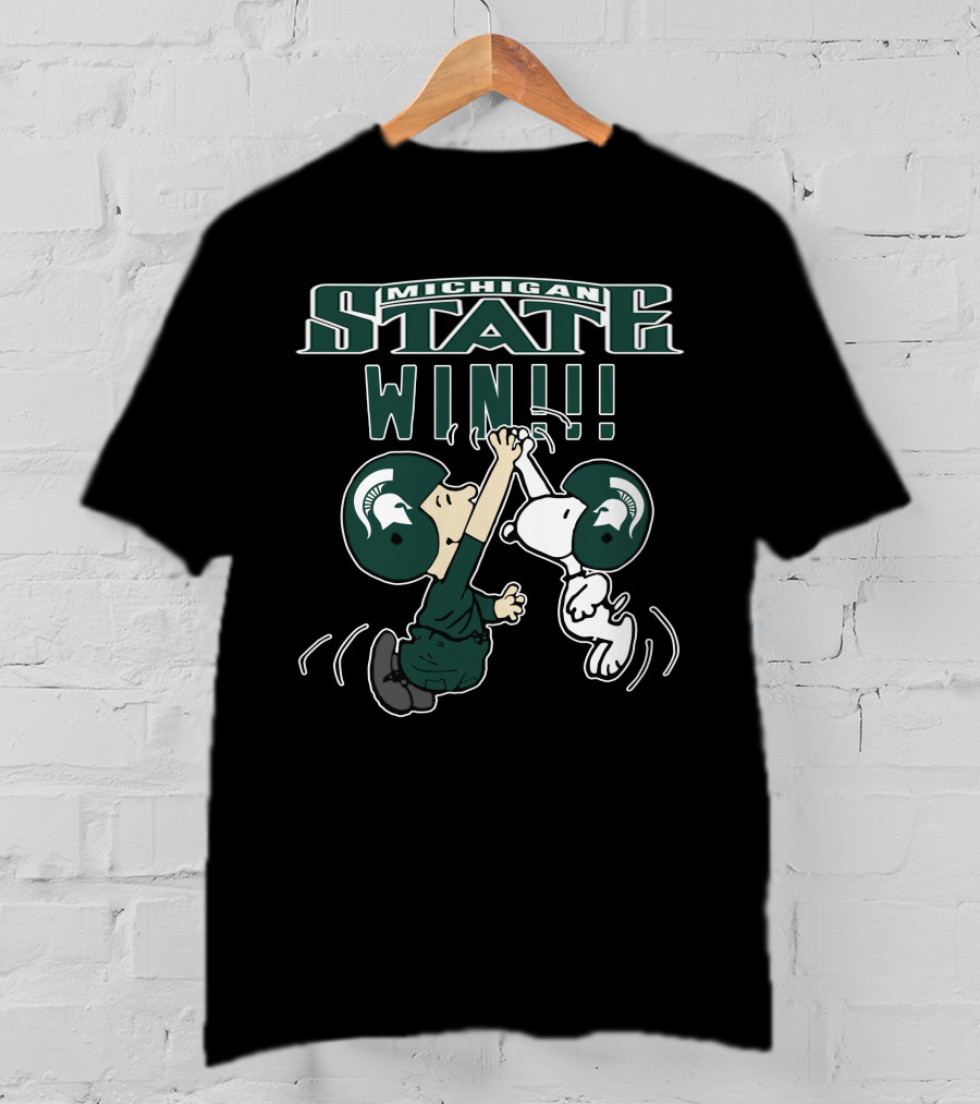 Michigan State Win Peanuts Characters High Five T-Shirt