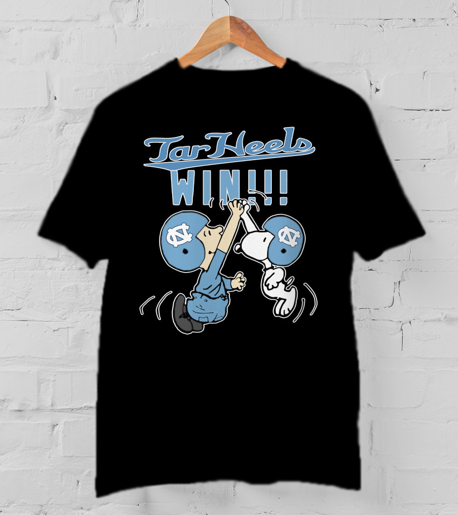 Tar Heels Win Unc Victory With Iconic Nc Blue Helmets Peanuts Characters Celebration T-Shirt