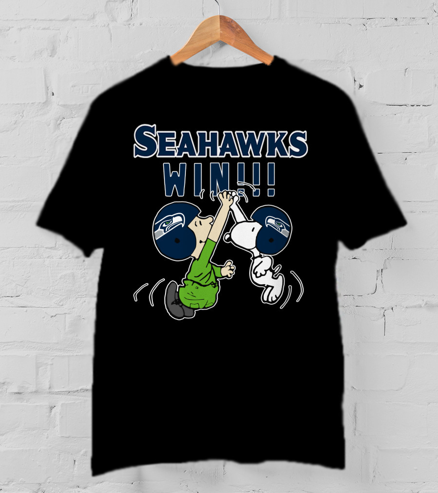 Seahawks Win Victory Celebration With Peanuts Characters T-Shirt