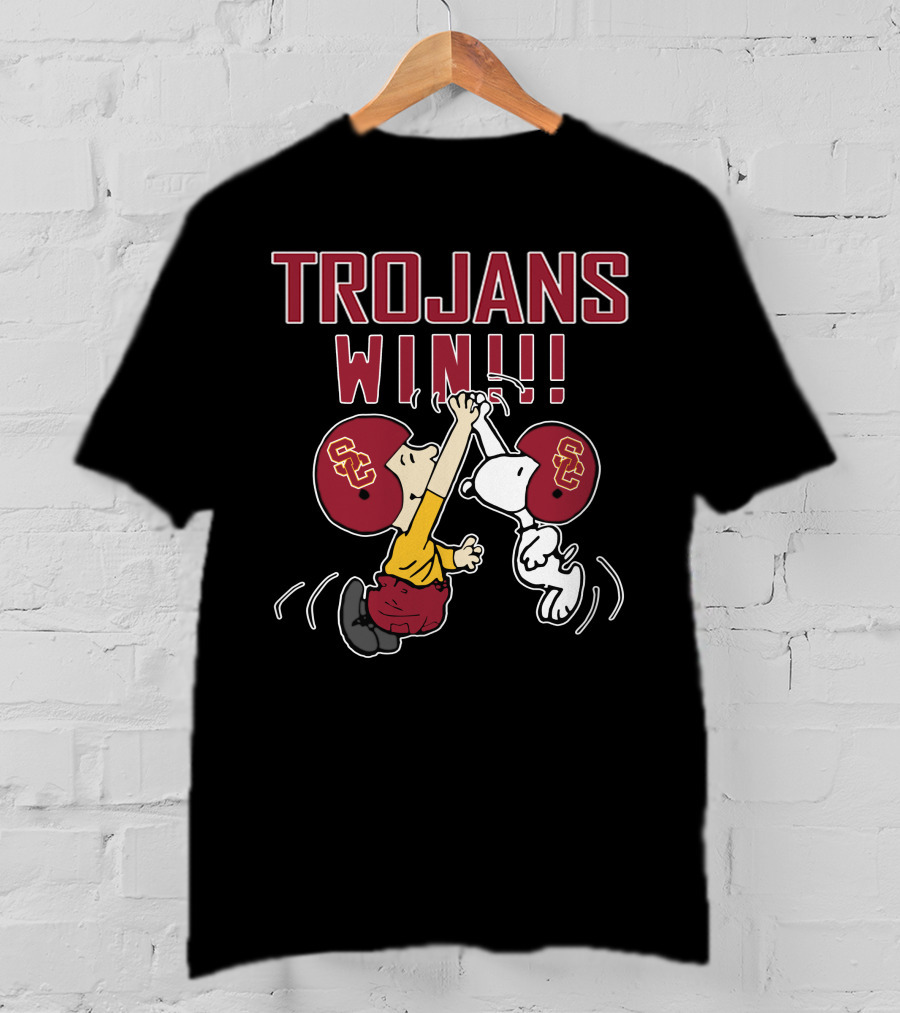 Usc Trojans Win Peanuts Snoopy And Charlie Brown Football Celebration T-Shirt