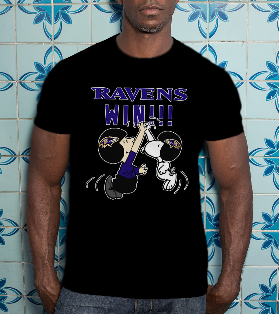 Ravens Win Baltimore Celebratory Iconic Characters High-Five T-Shirt