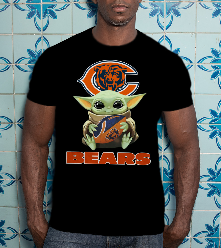 Chicago Bears Baby Yoda Football Fan Gear T-Shirt
