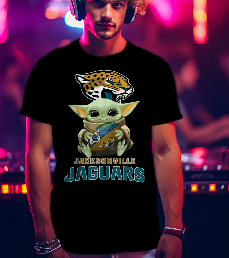 Jacksonville Jaguars Baby Yoda Holding Football With Team T-Shirt