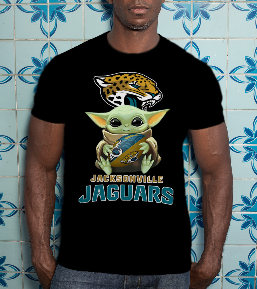 Jacksonville Jaguars Baby Yoda Holding Football With Team T-Shirt