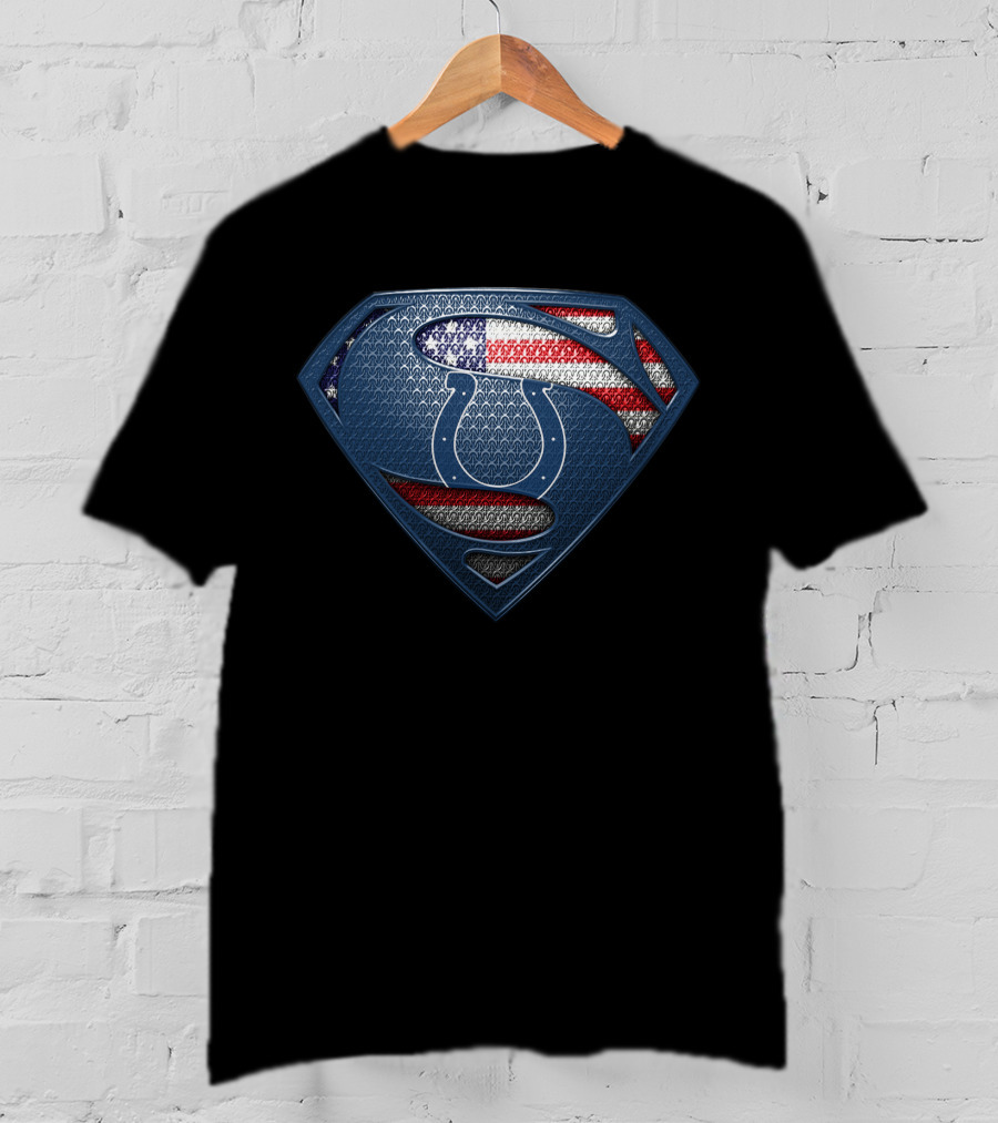 Indianapolis Colts Superman Shield American Flag T-Shirt