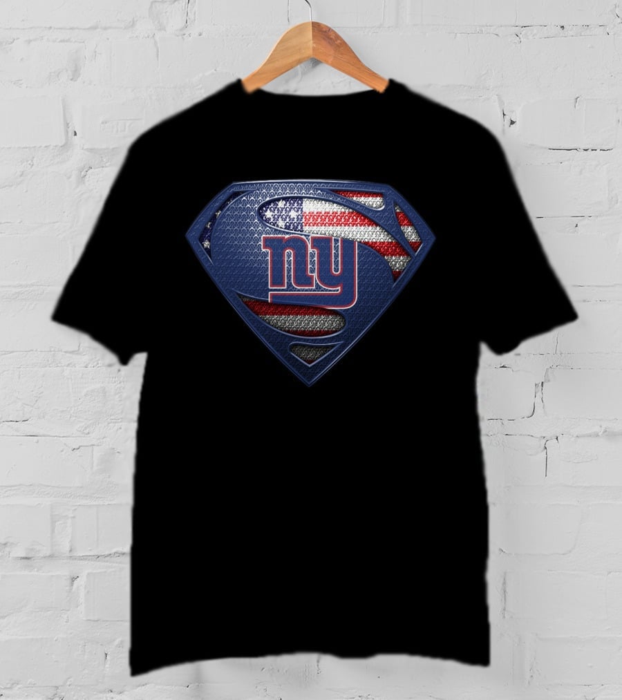 New York Giants Ny Superman Shield American Flag T-Shirt