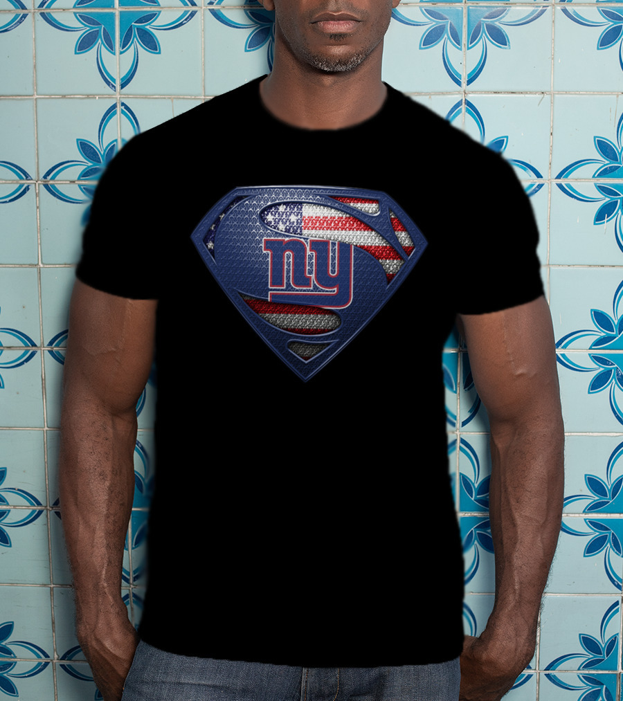 New York Giants Ny Superman Shield American Flag T-Shirt