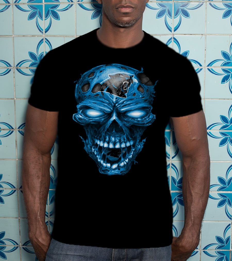 Carolina Panthers Skull Blue T-Shirt