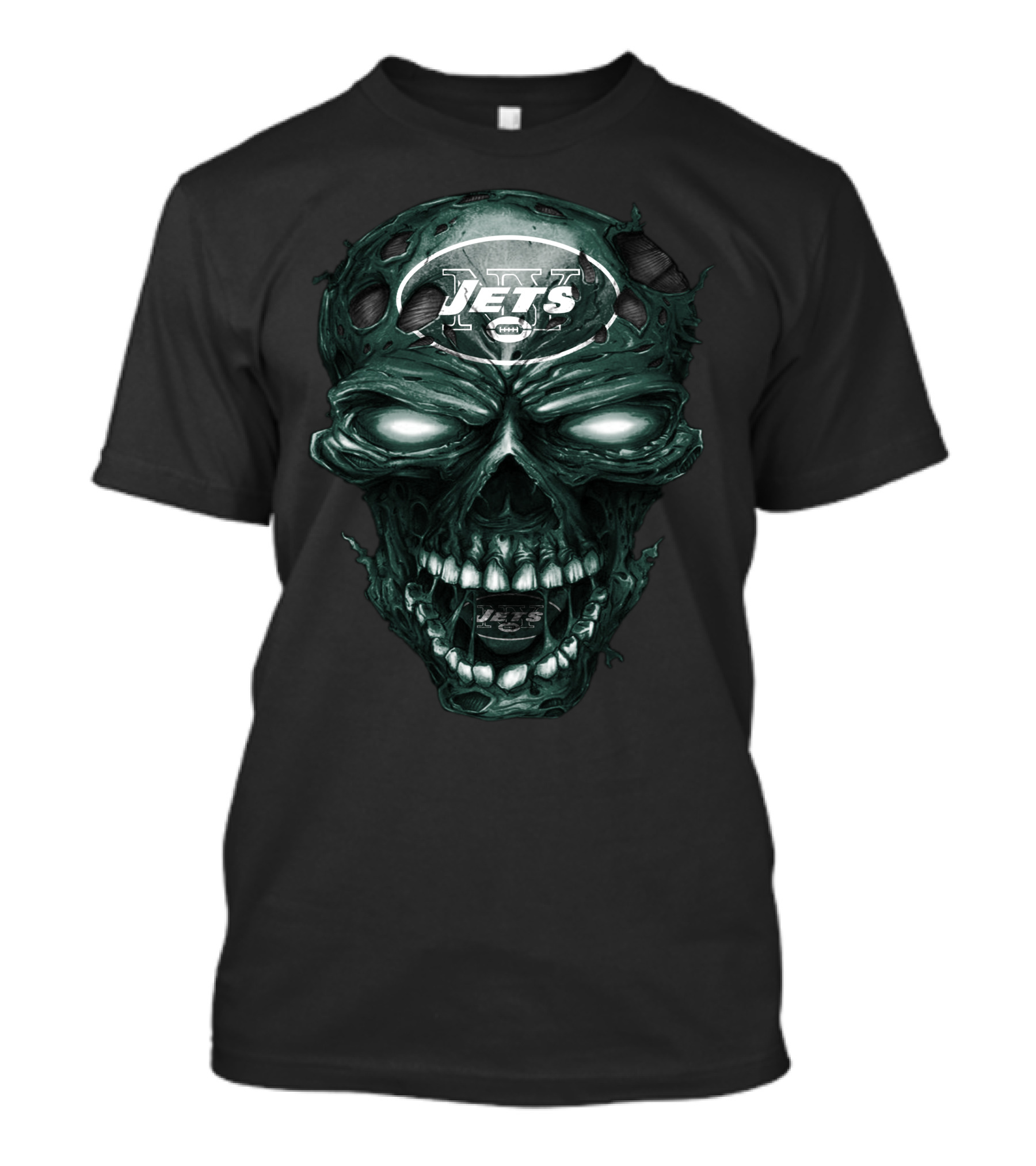 New York Jets Skull Design With Team Logo And Intense Skull T-Shirt