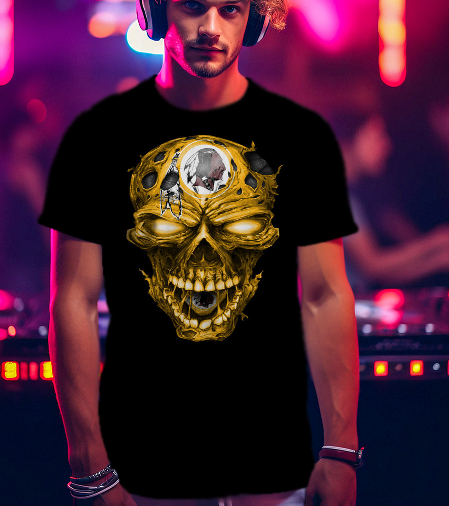 Washington Redskins Skull Emblem With Iconic Native American T-Shirt