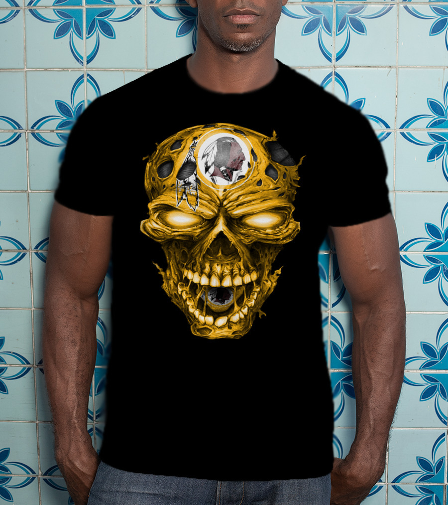 Washington Redskins Skull Emblem With Iconic Native American T-Shirt