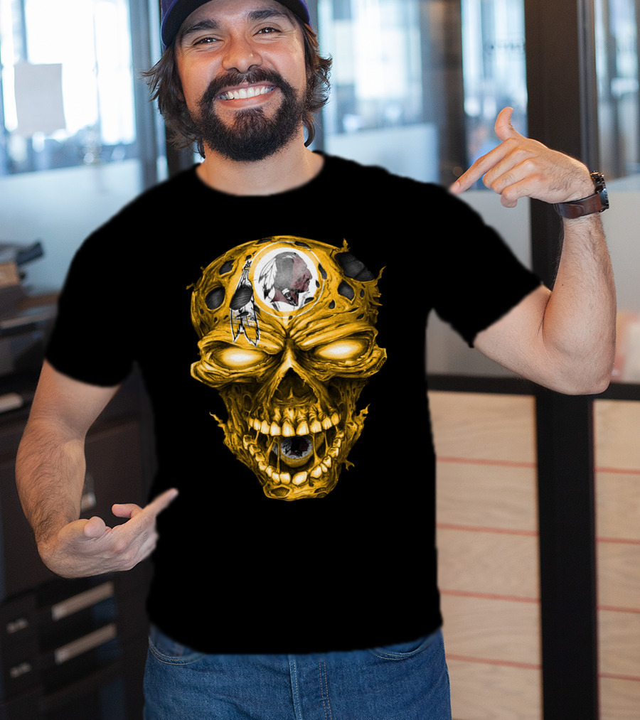 Washington Redskins Skull Emblem With Iconic Native American T-Shirt