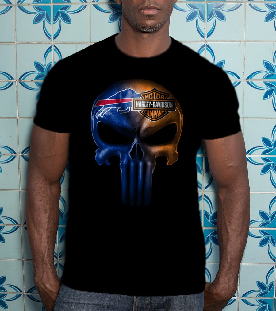 Buffalo Bills Skull Harley Davidson T-Shirt