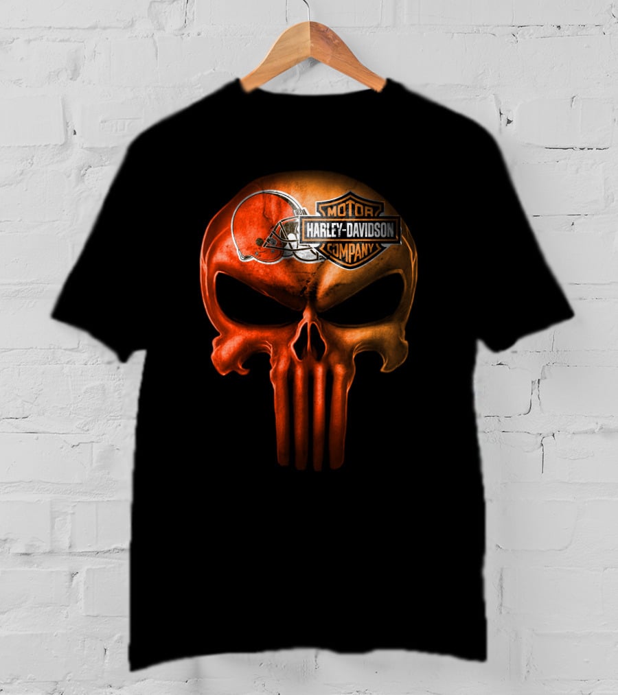 Cleveland Browns Skull Harley Davidson Company T-Shirt