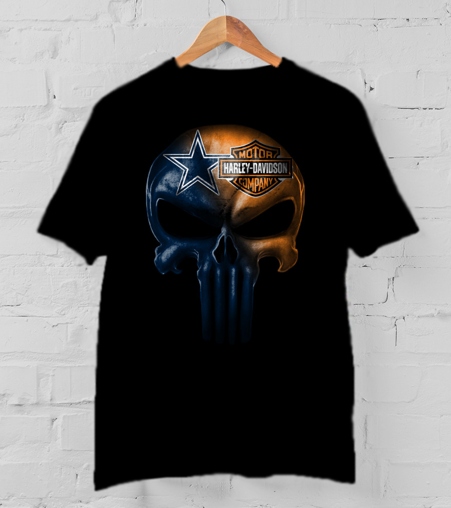 Dallas Cowboys Skull Harley Davidson Collaboration T-Shirt