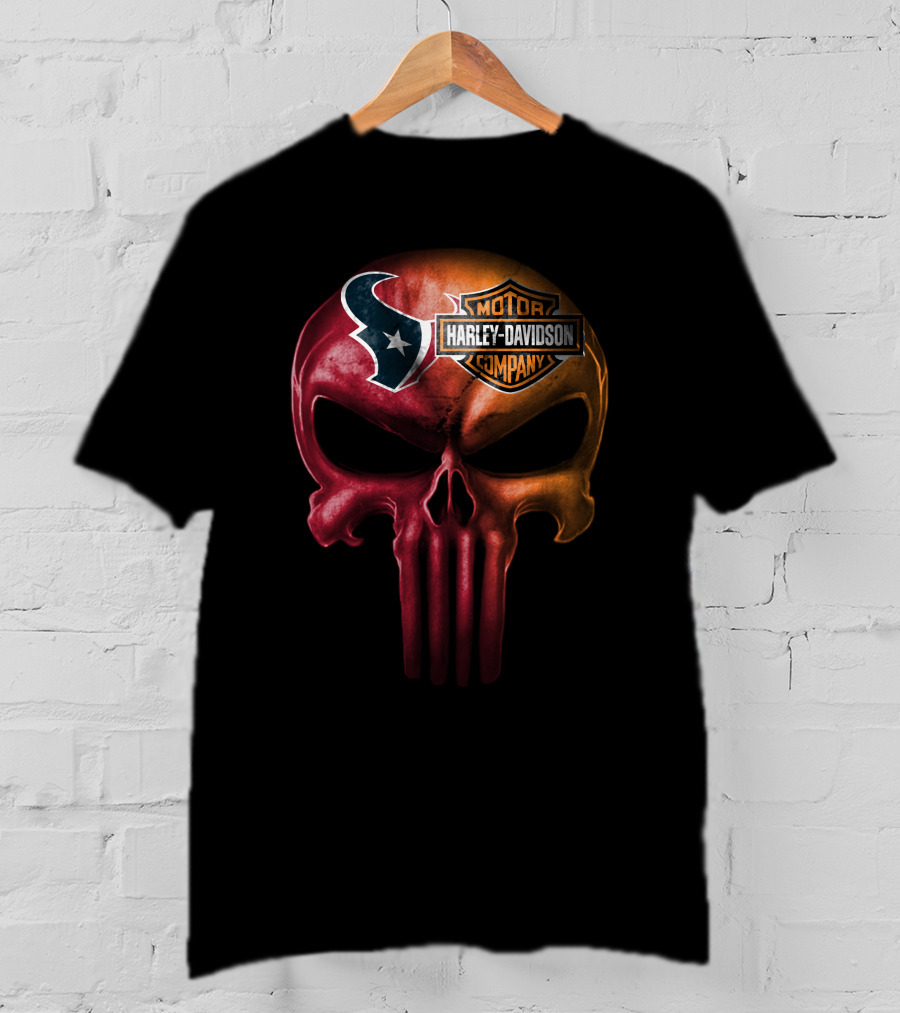 Houston Texans Skull Harley Davidson T-Shirt