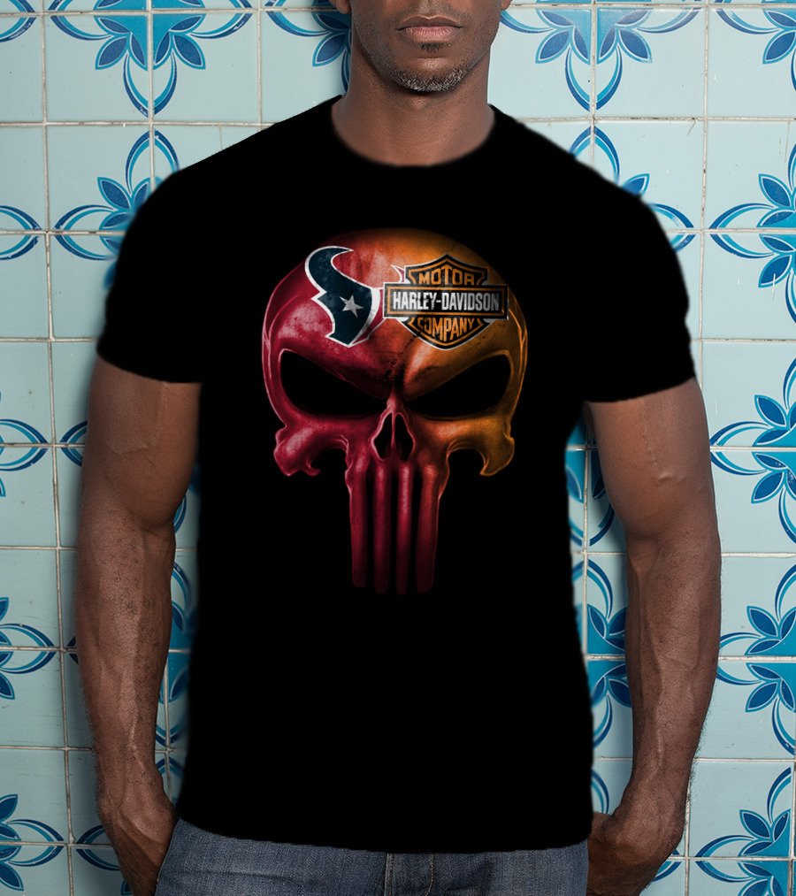 Houston Texans Skull Harley Davidson T-Shirt