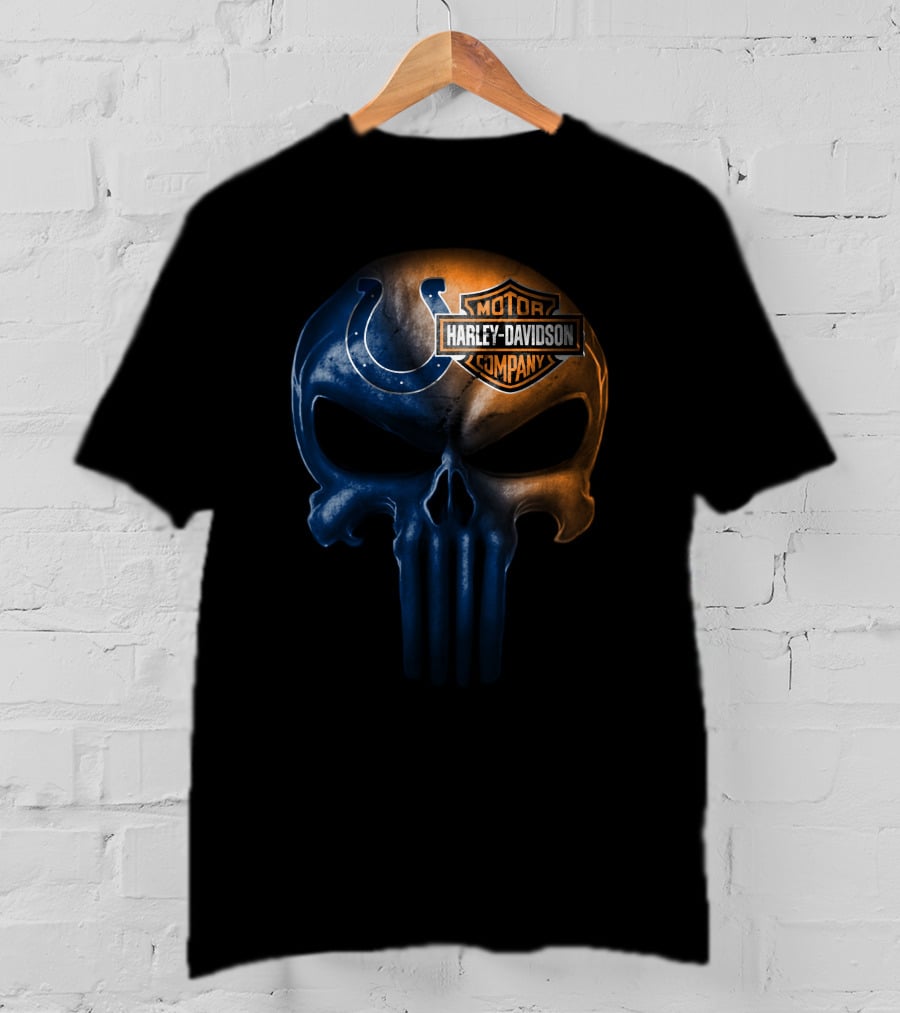 Indianapolis Colts Harley Davidson Skull 2 T-Shirt