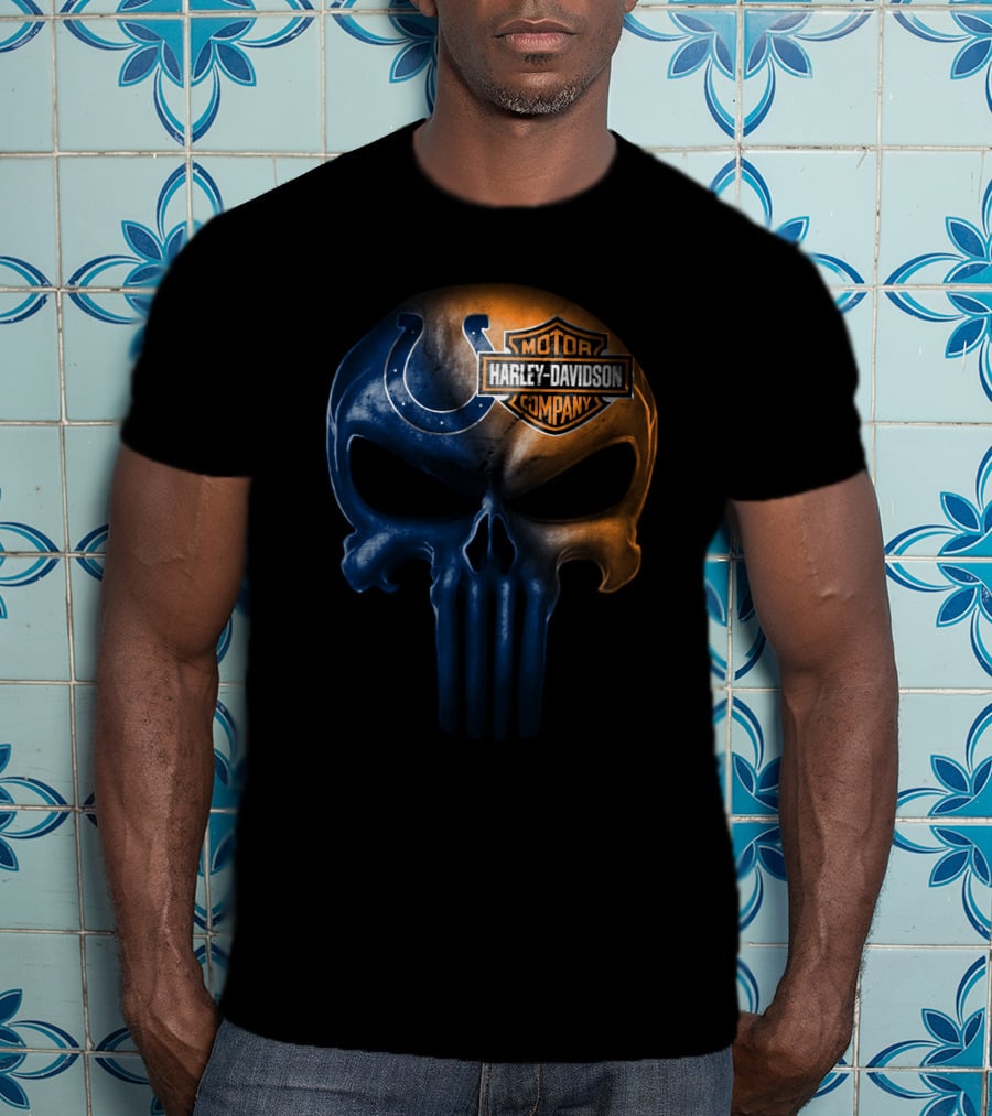 Indianapolis Colts Harley Davidson Skull 2 T-Shirt