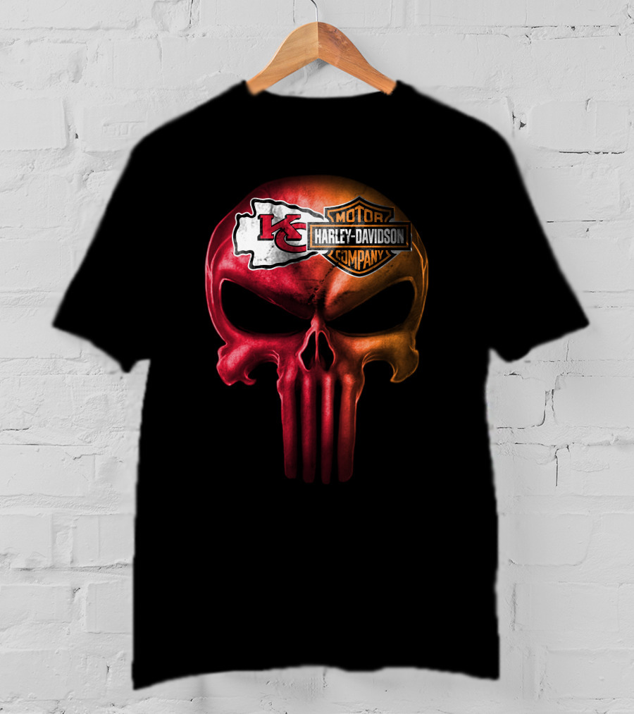 Kansas City Chiefs Skull Harley Davidson Motor Company T-Shirt