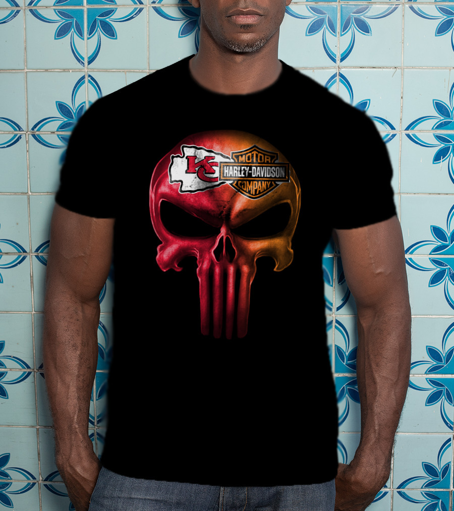 Kansas City Chiefs Skull Harley Davidson Motor Company T-Shirt
