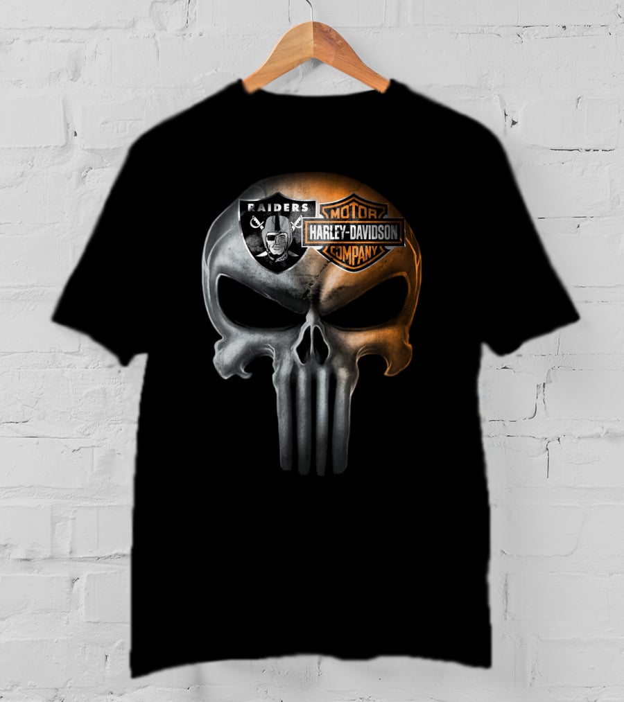 Las Vegas Raiders Harley Davidson Skull T-Shirt