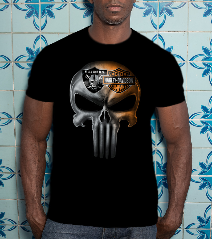 Las Vegas Raiders Harley Davidson Skull T-Shirt
