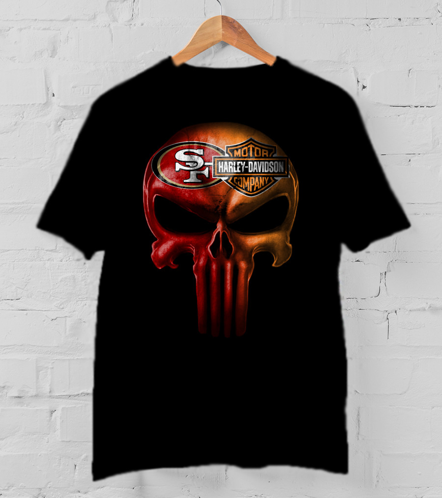 San Francisco 49ers Harley Davidson Skull T-Shirt