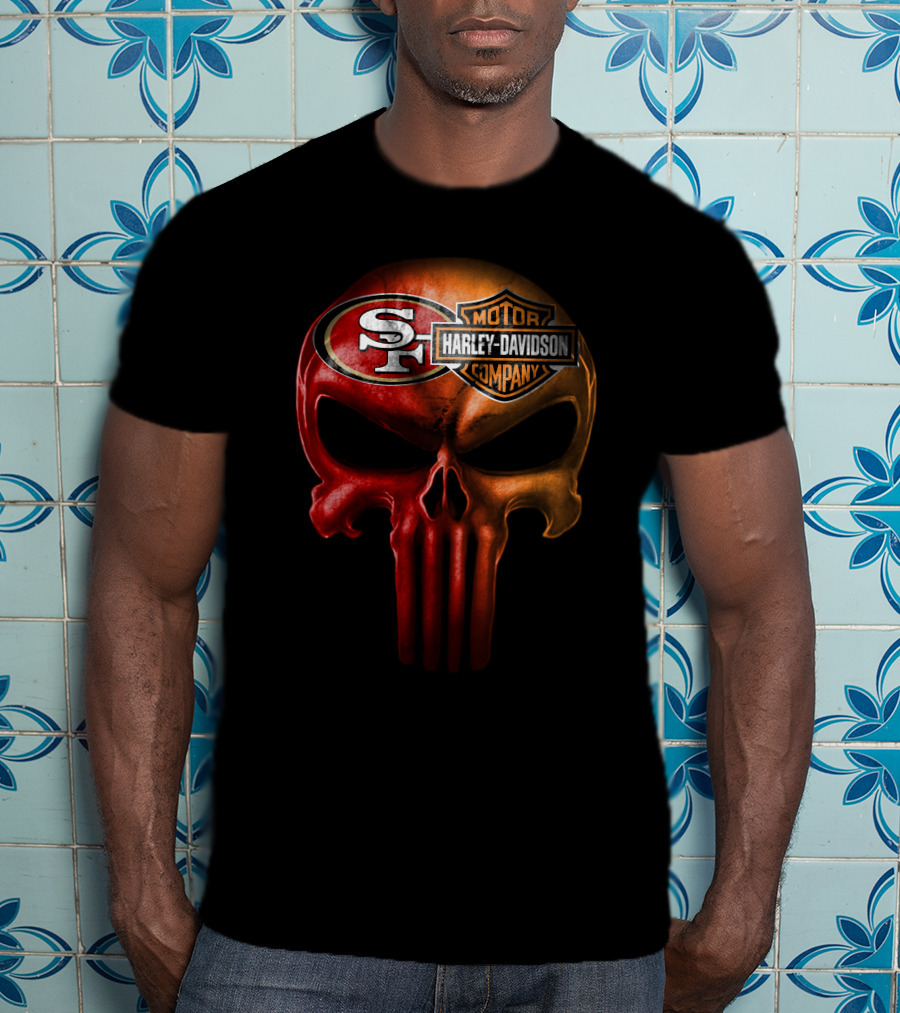 San Francisco 49ers Harley Davidson Skull T-Shirt