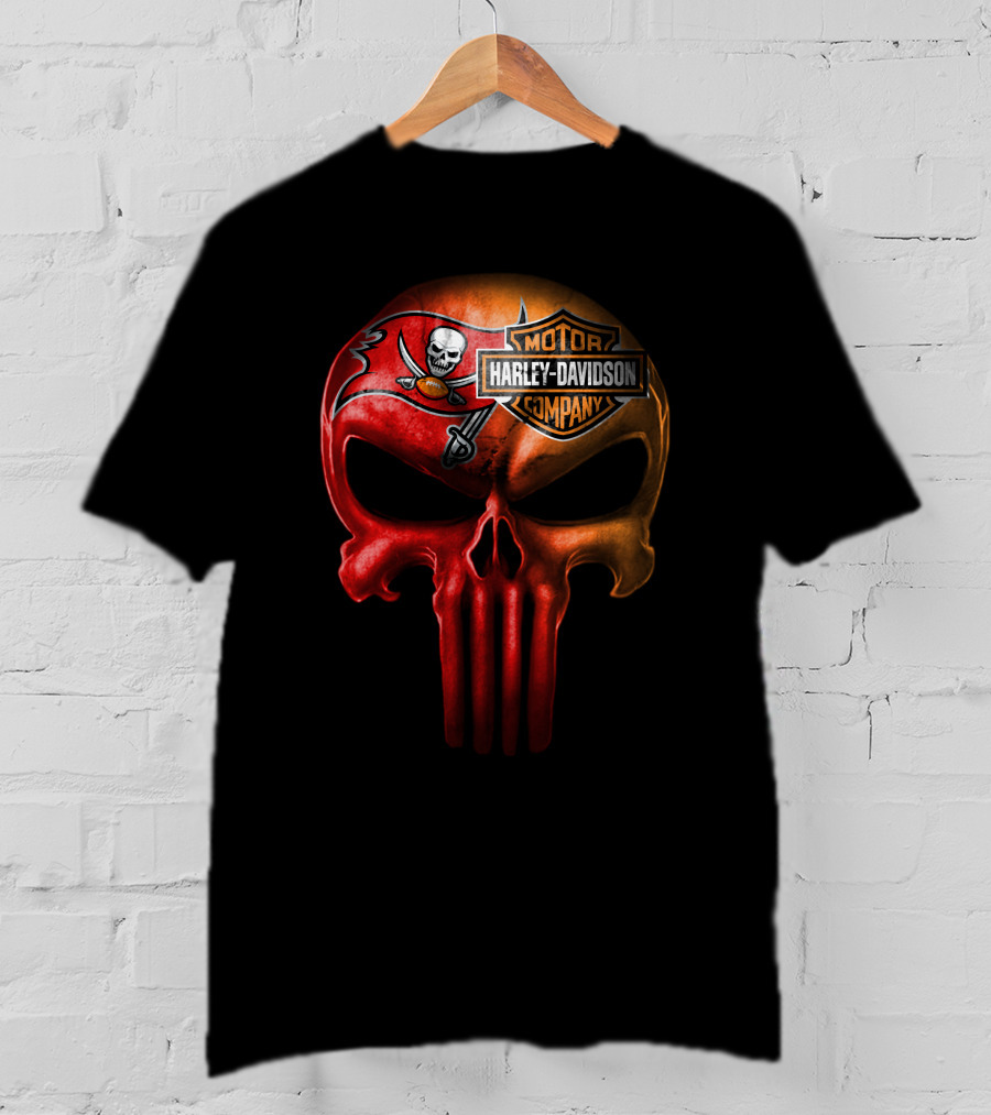 Tampa Bay Buccaneers Skull Harley Davidson T-Shirt