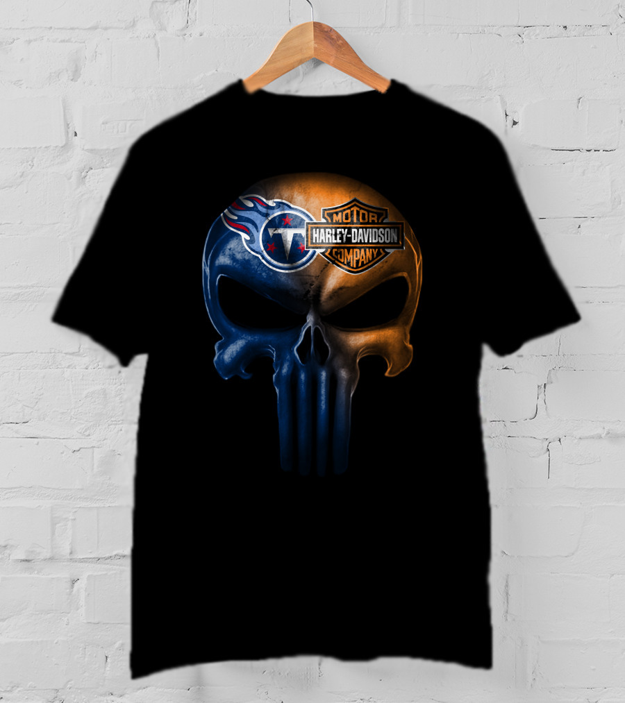 Tennessee Titans Skull Harley Davidson Company Logo Fusion T-Shirt
