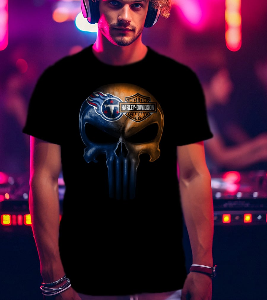 Tennessee Titans Skull Harley Davidson Company Logo Fusion T-Shirt