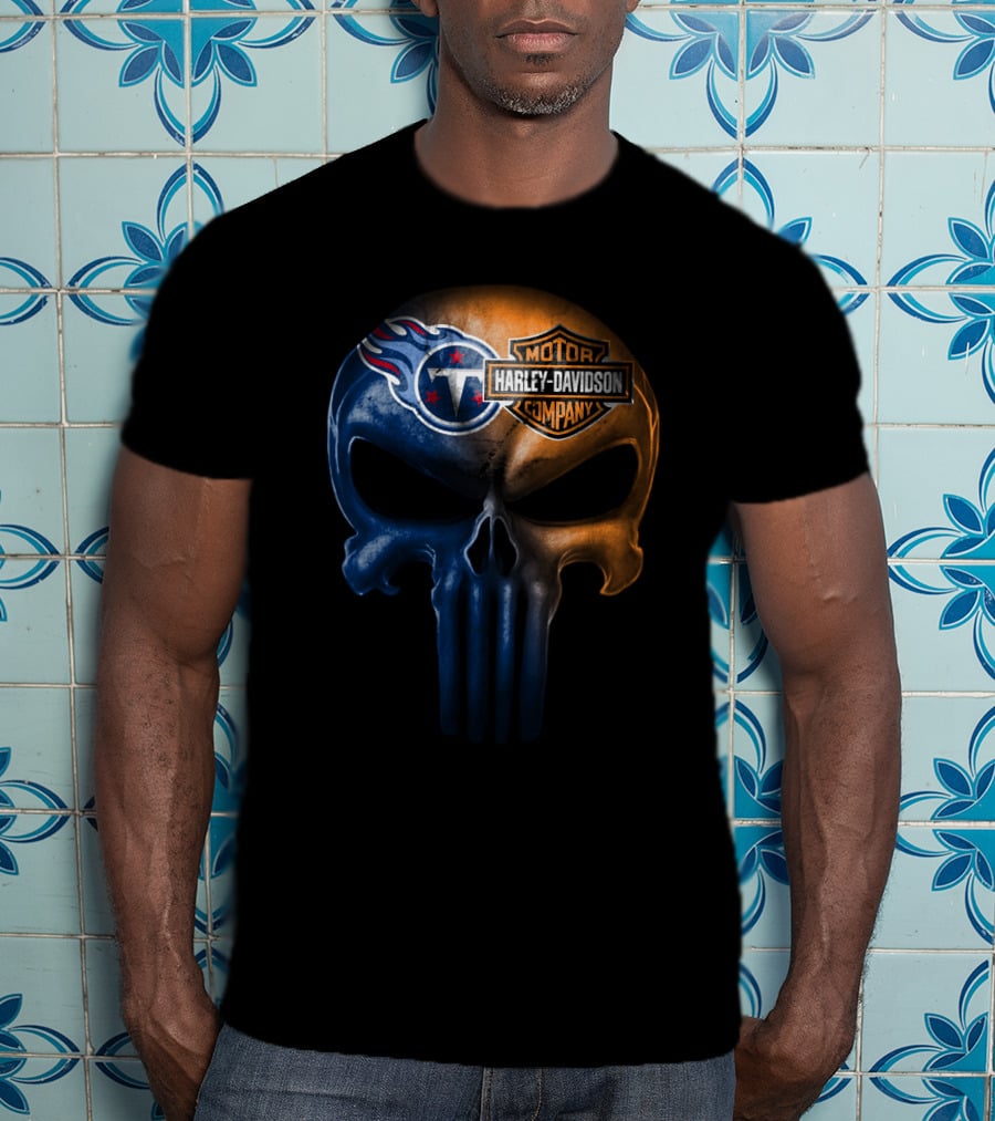 Tennessee Titans Skull Harley Davidson Company Logo Fusion T-Shirt