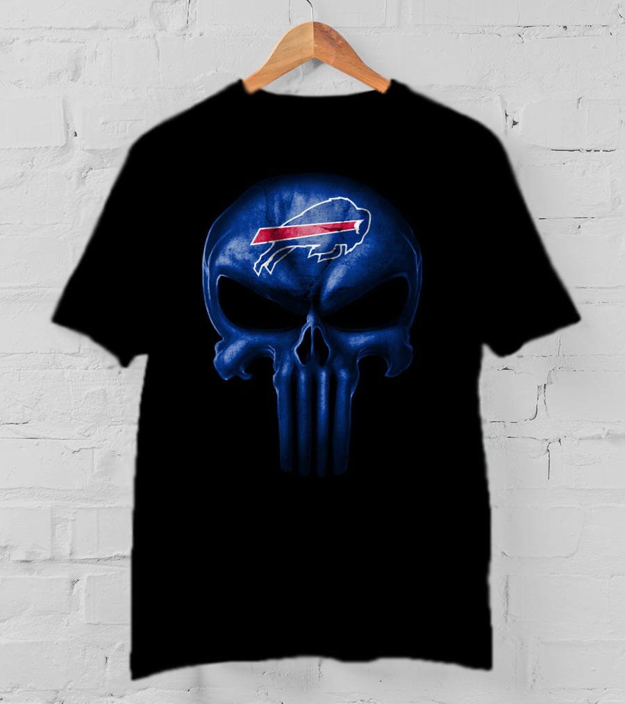 Buffalo Bills Skull Logo Blue Helmet T-Shirt