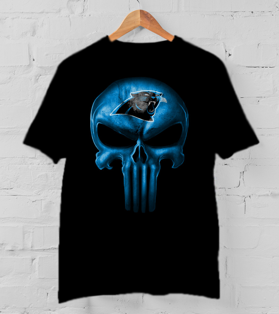 Carolina Panthers Skull Punisher Logo T-Shirt