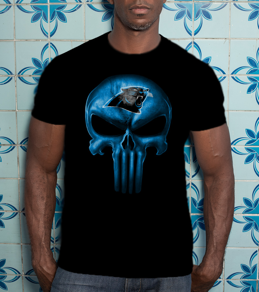 Carolina Panthers Skull Punisher Logo T-Shirt