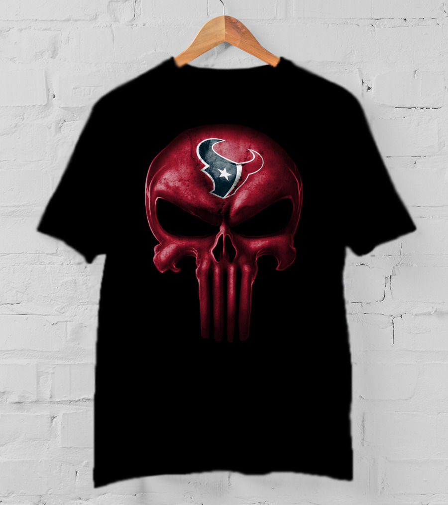 Houston Texans Skull Nfl Punisher Style T-Shirt