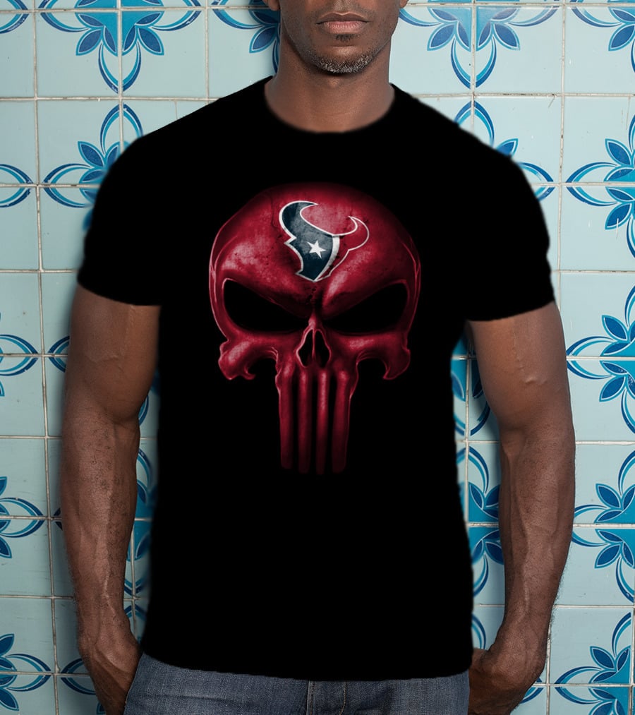Houston Texans Skull Nfl Punisher Style T-Shirt
